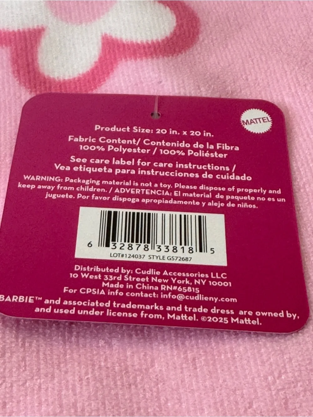 Barbie Pink Activity & Bath Set with Hooded 20x20 in. Towel